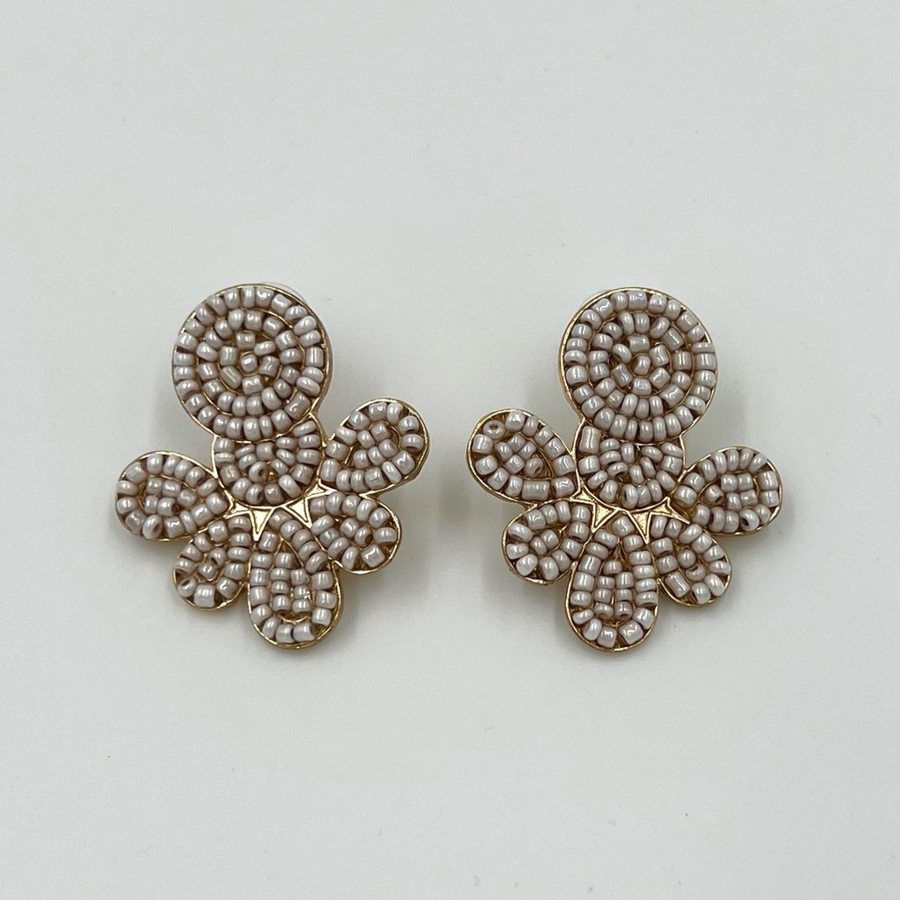 Boutique Ivory Pearl Beaded Statement Earrings